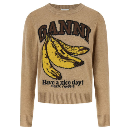 Ganni Beige Wool Cardigan
