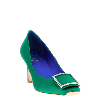 Roger Vivier Bicolor Viscose Mid Heel Pumps