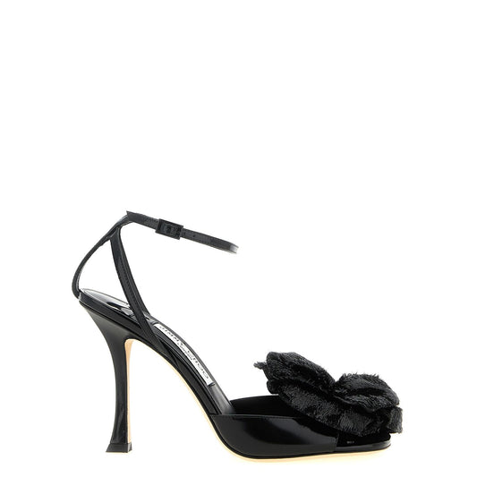 Jimmy Choo Black Leather Stiletto Heel Sandals