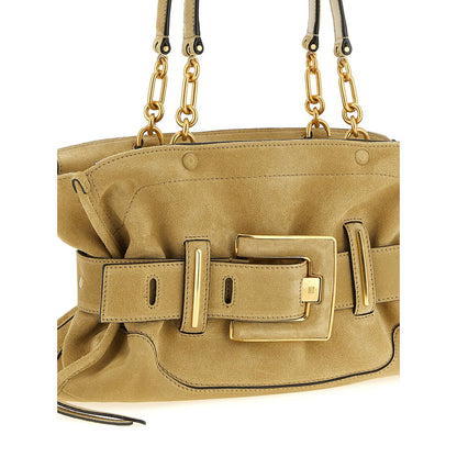 Balmain Beige Calfskin Shoulder Bag