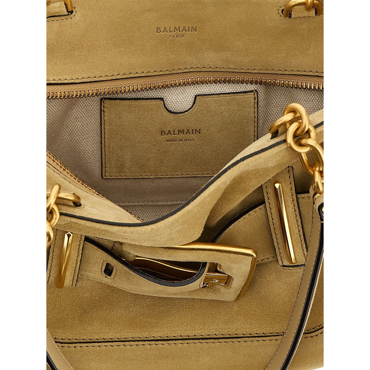 Balmain Beige Calfskin Shoulder Bag