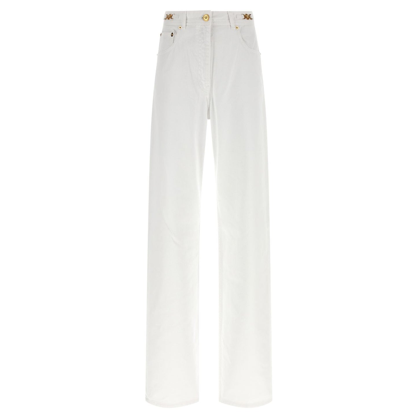 Versace White Cotton Straight-Leg Jeans
