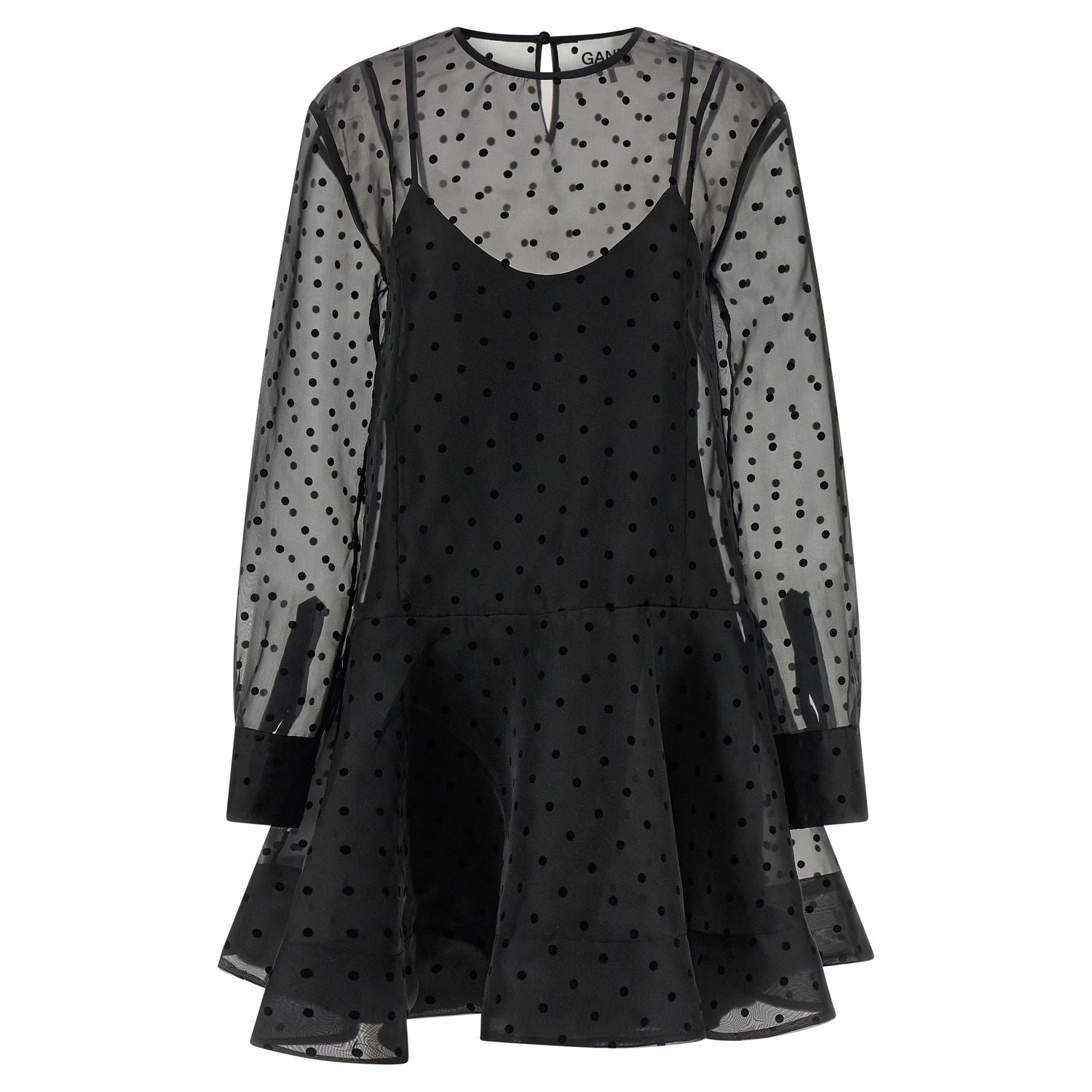 Ganni Black Recycled Polyester Short Dress