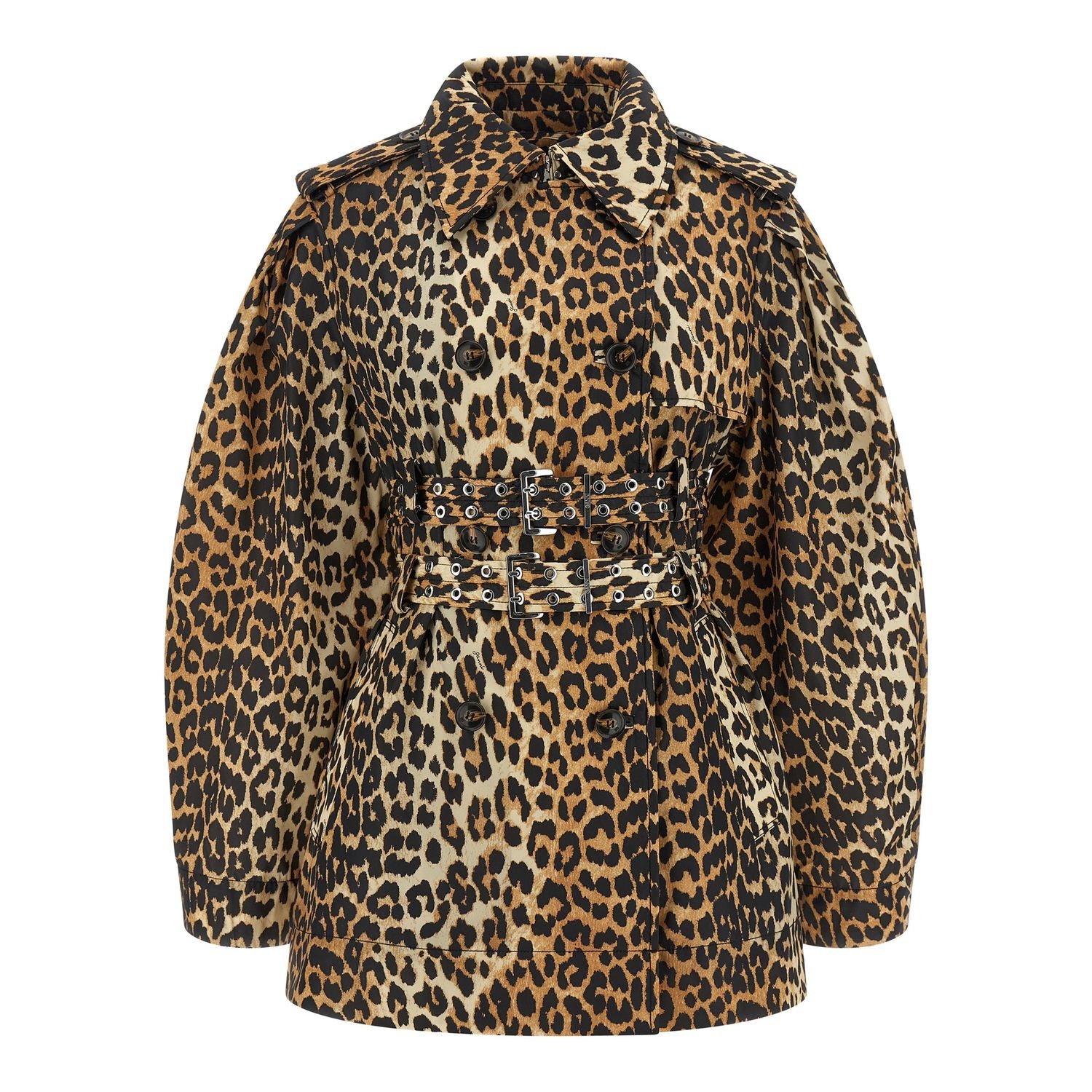 Ganni Brown Recycled Polyamide Coat