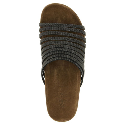 Brunello Cucinelli Black Lamb Leather Slides