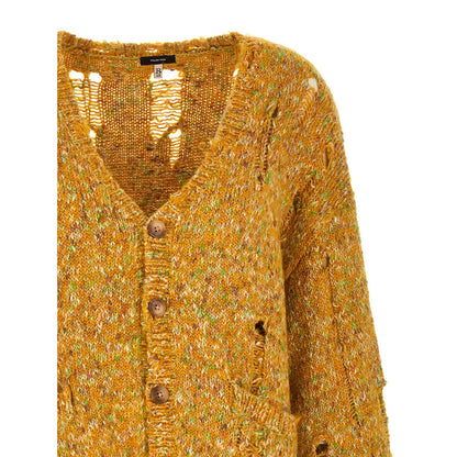 R13 Bicolor Alpaca Leather Cardigan