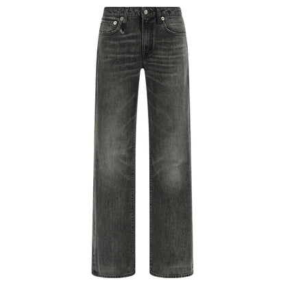 R13 Gray Cotton Straight-Leg Jeans