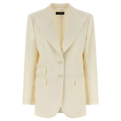 Dolce & Gabbana White Virgin Wool Blazer