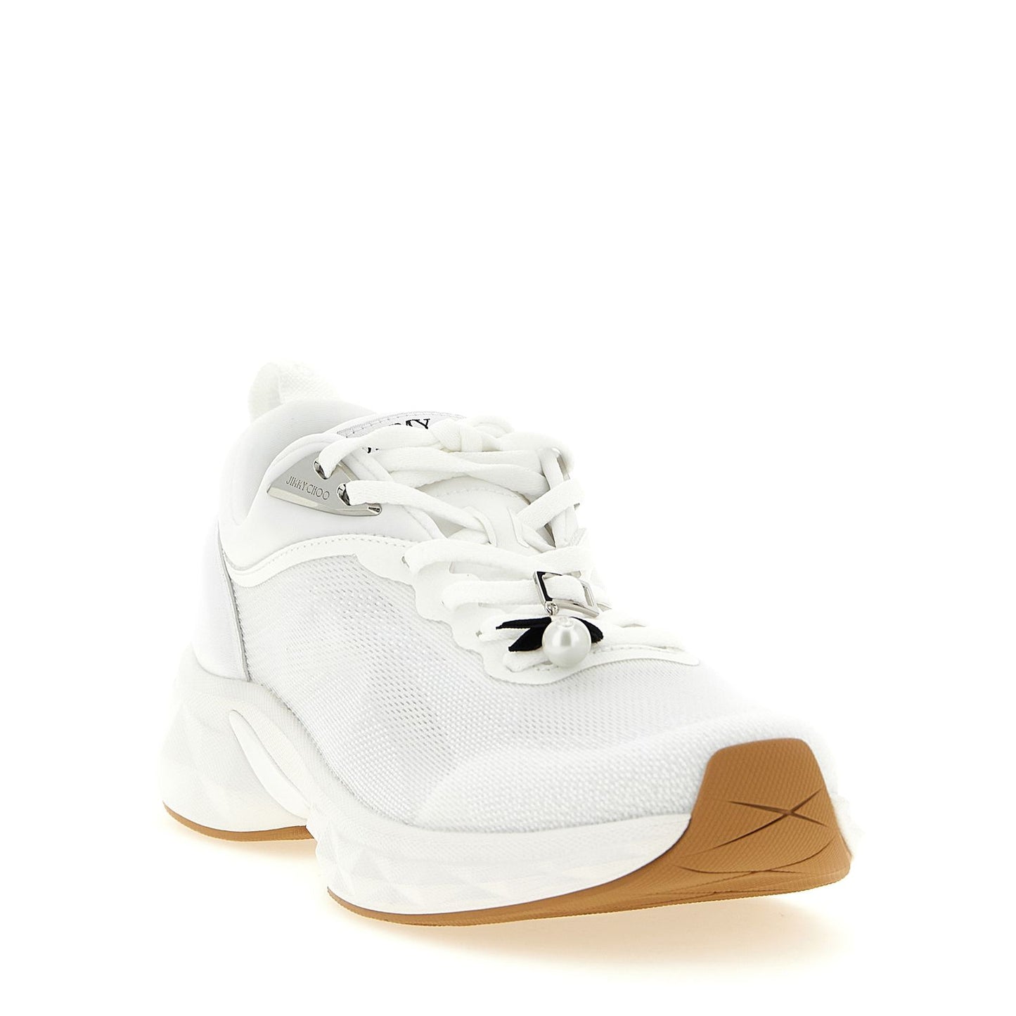 Jimmy Choo White Tencel Athletic Sneakers
