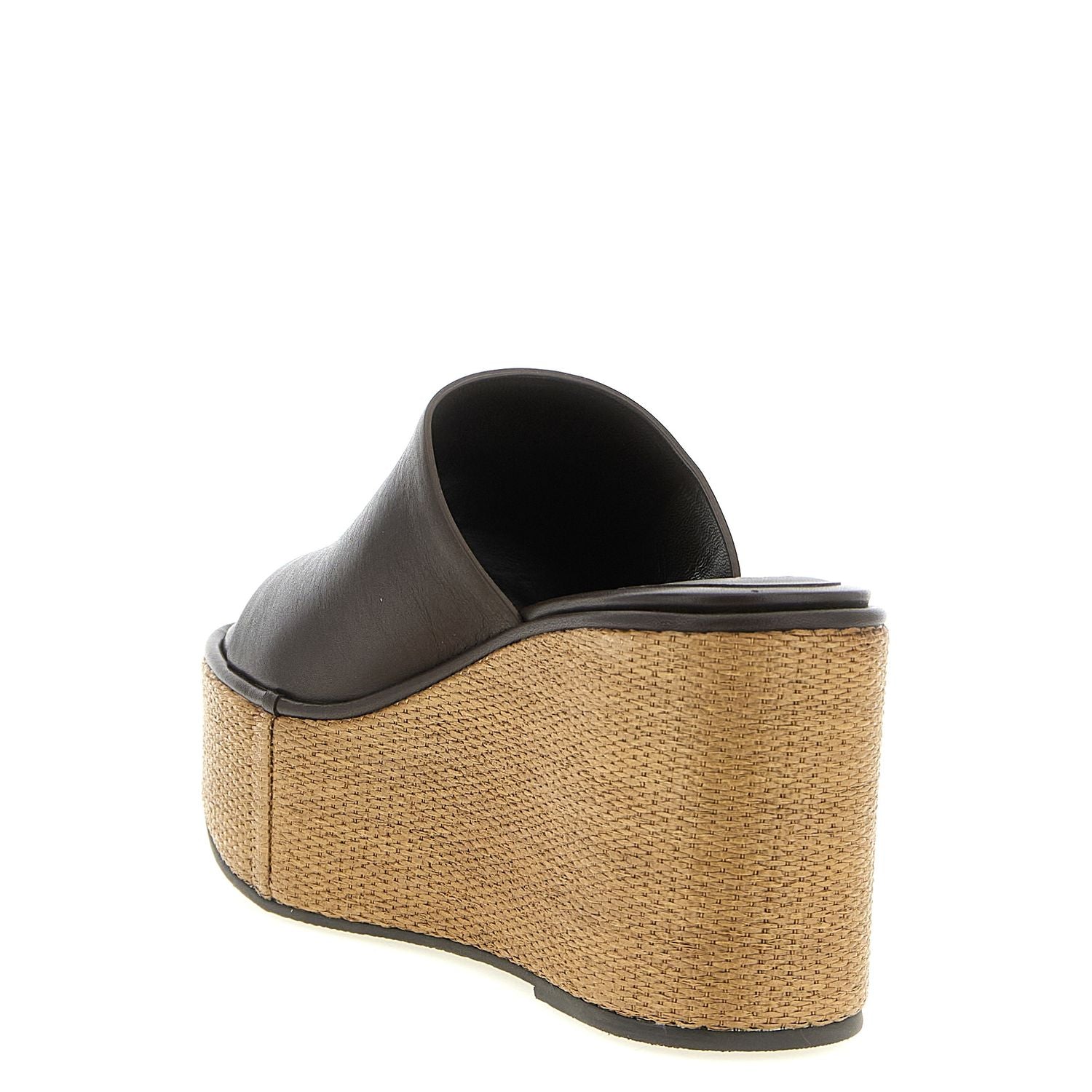 Brunello Cucinelli Brown Calfskin Wedge Sandals