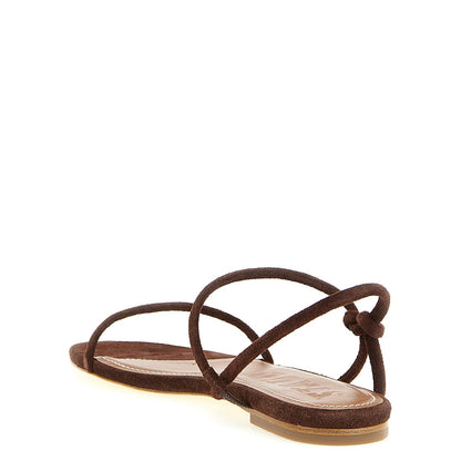Staud Brown Cowhide Flat Sandals