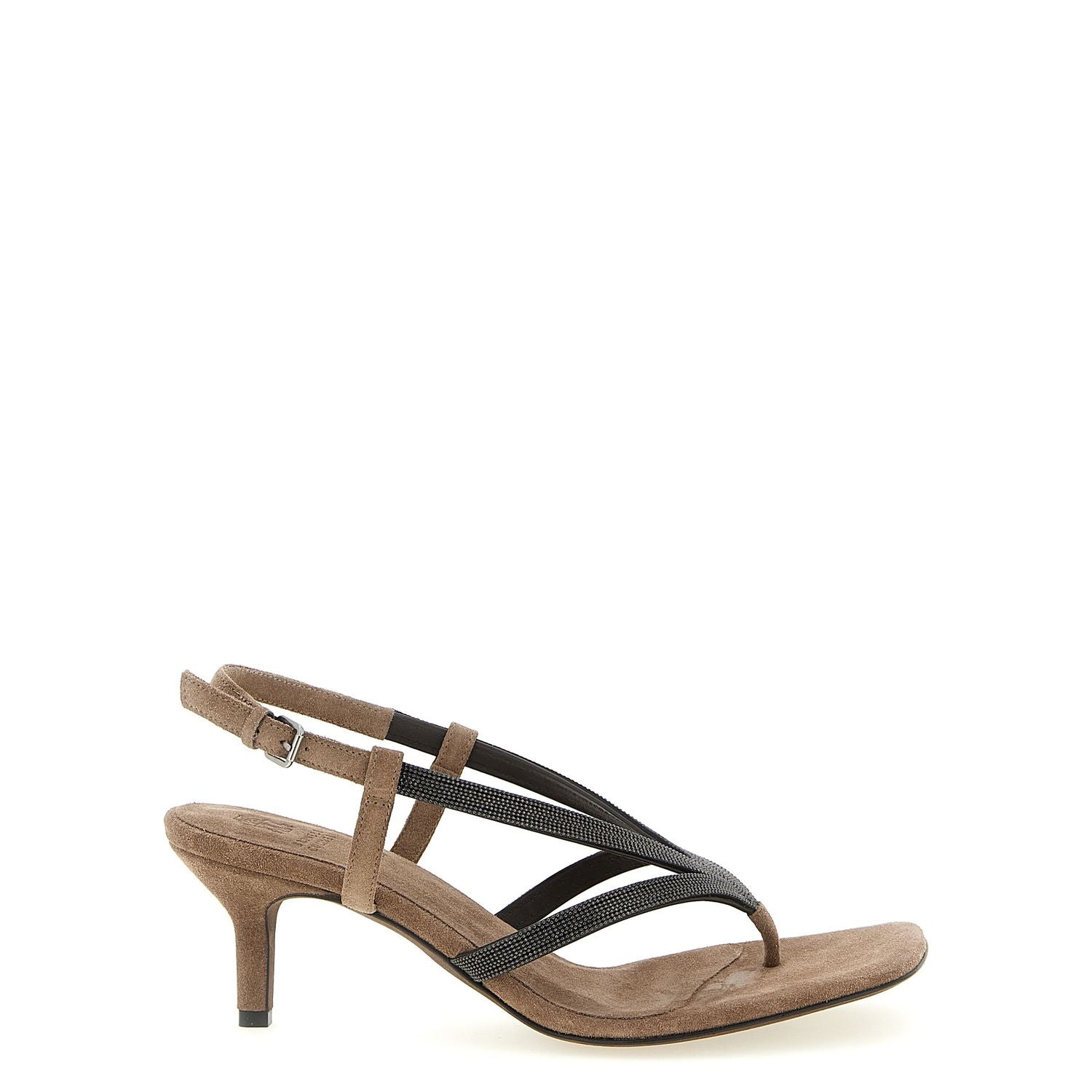 Brunello Cucinelli Beige Lamb Leather Flat Sandals