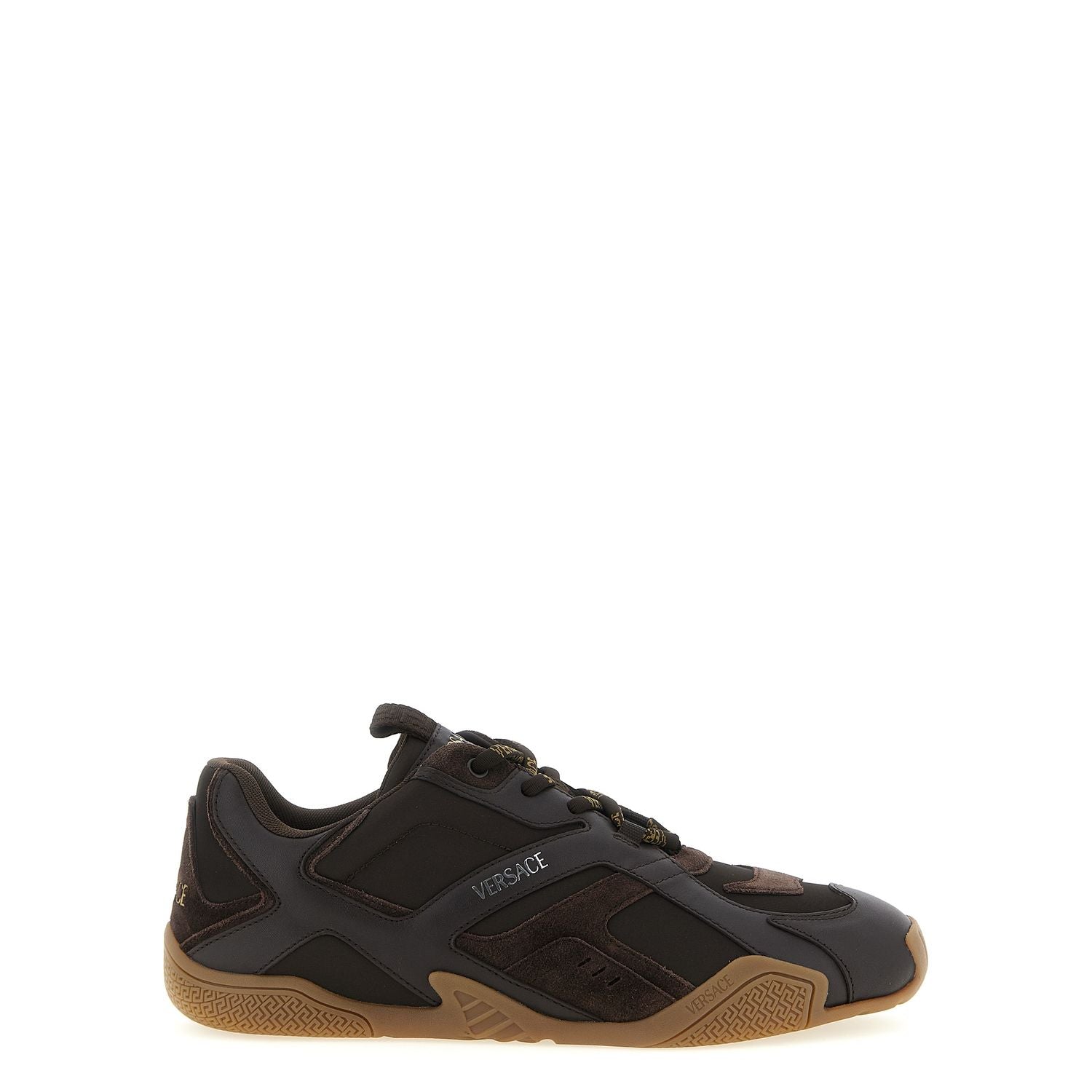Versace Brown Calfskin Athletic Sneakers