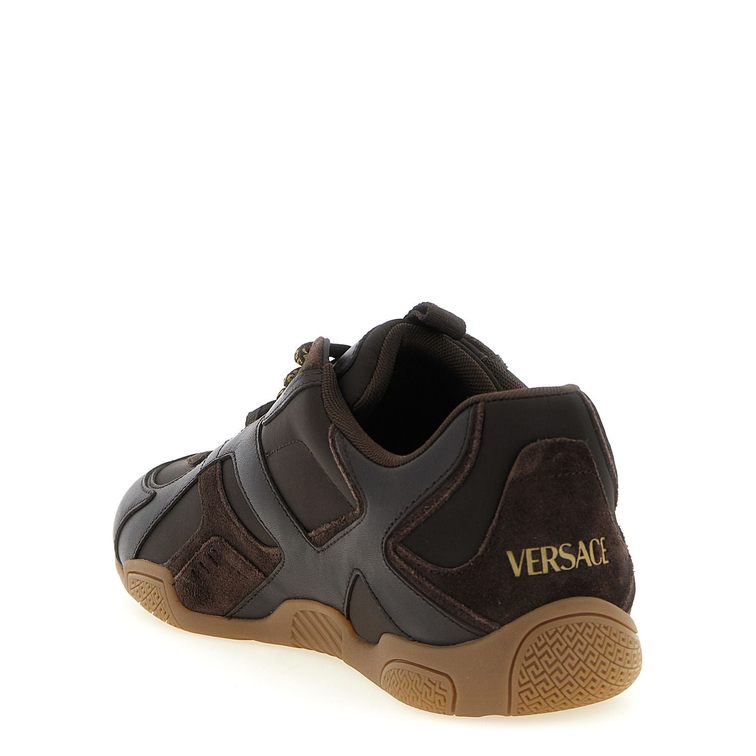 Versace Brown Calfskin Athletic Sneakers