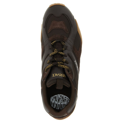Versace Brown Calfskin Athletic Sneakers