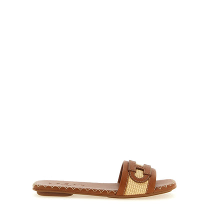 Hogan Brown Cotton Slides