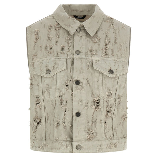 Haikure Gray Cotton Sleeveless Jacket