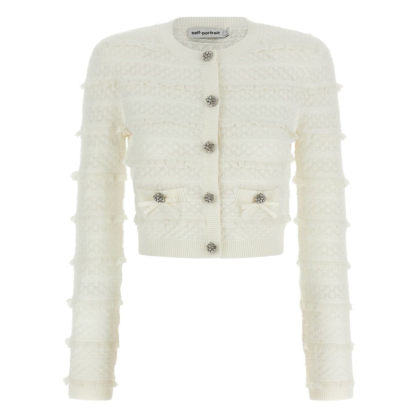 Self-Portrait White Viscose Cardigan