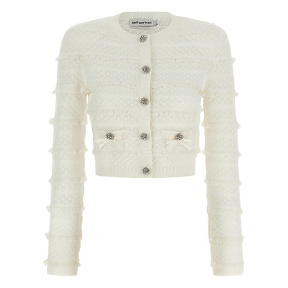 Self-Portrait White Viscose Cardigan