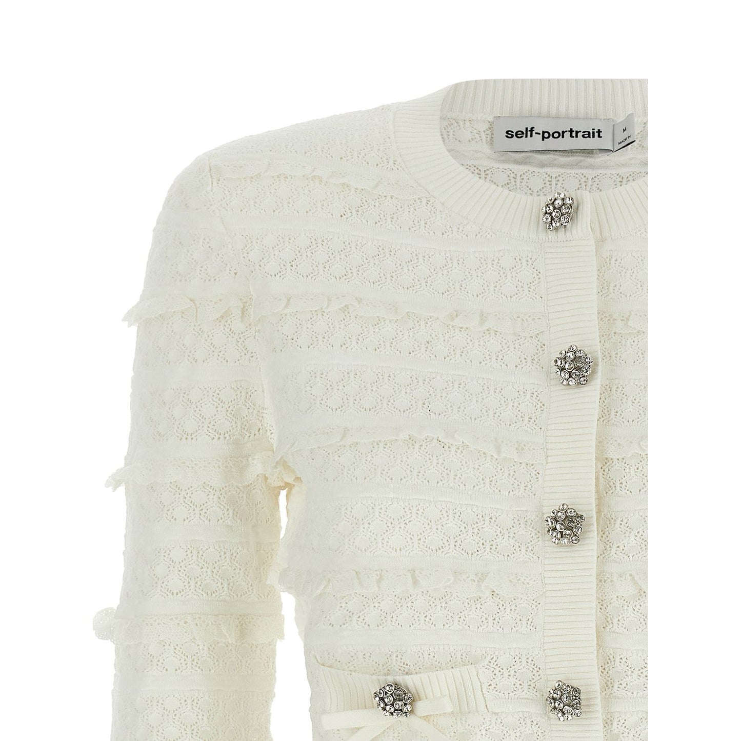 Self-Portrait White Viscose Cardigan