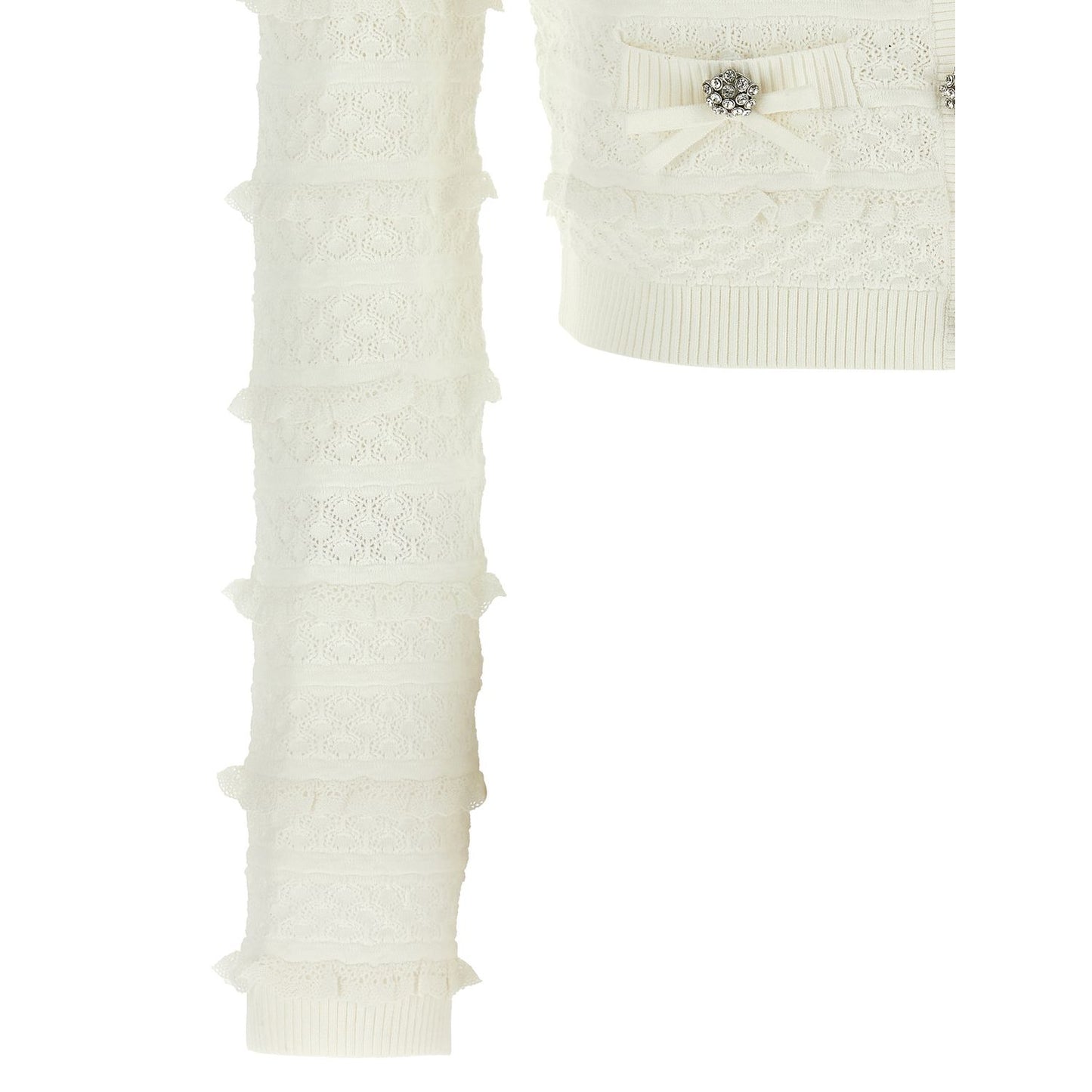 Self-Portrait White Viscose Cardigan