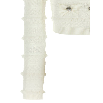 Self-Portrait White Viscose Cardigan