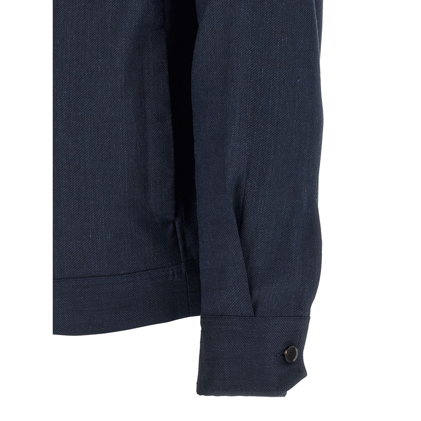 Brioni Blue Linen Full-Length Jacket