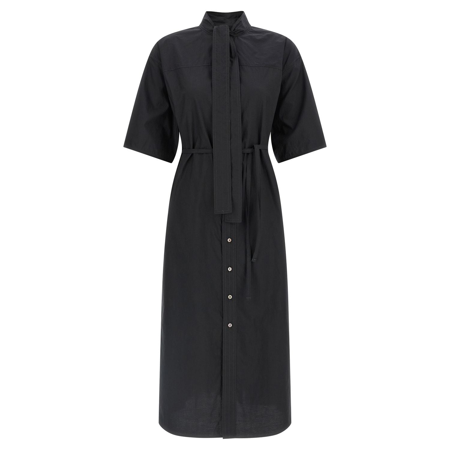 Lemaire Black Cotton Midi Dress