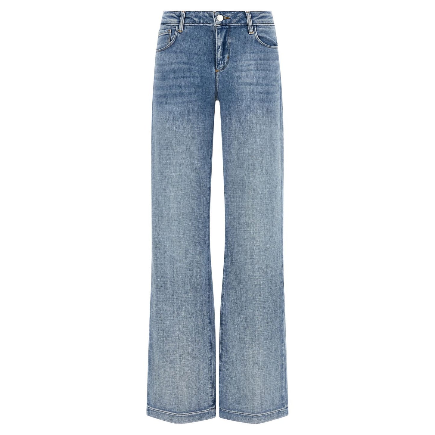 L'Agence Blue Cotton Straight-Leg Jeans