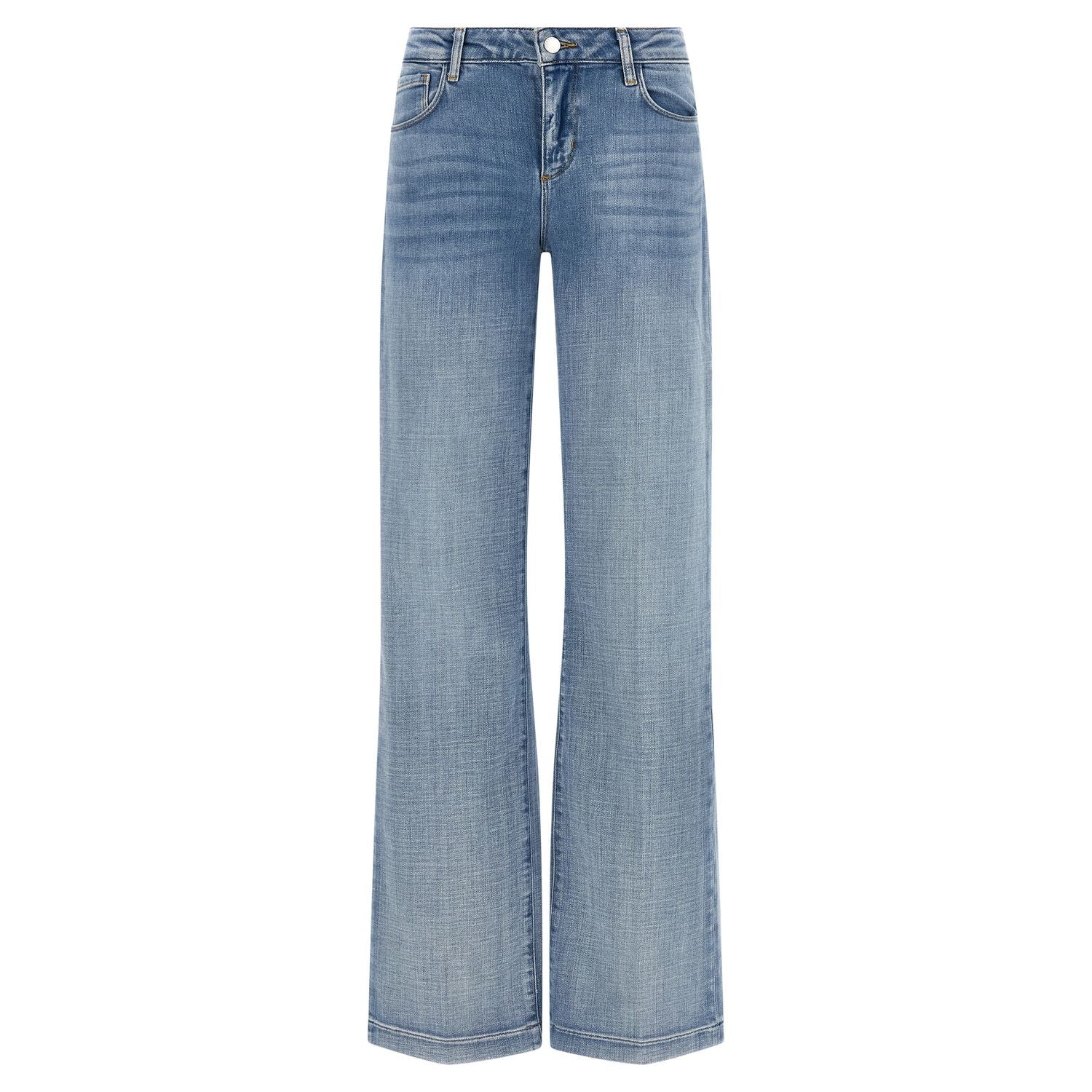 L'Agence Blue Cotton Straight-Leg Jeans