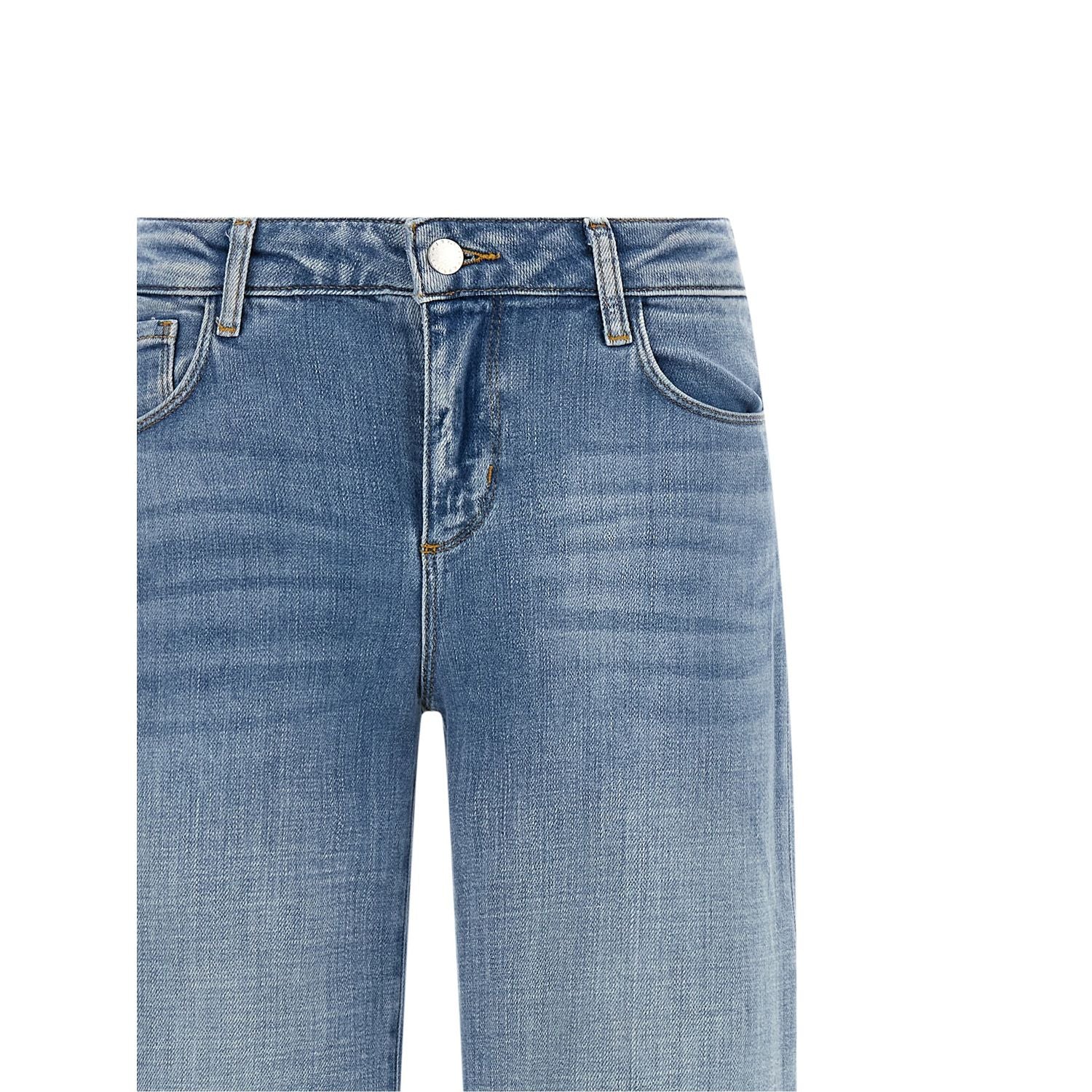 L'Agence Blue Cotton Straight-Leg Jeans