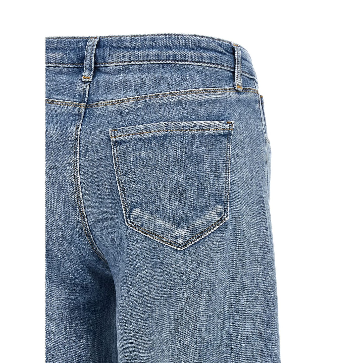 L'Agence Blue Cotton Straight-Leg Jeans