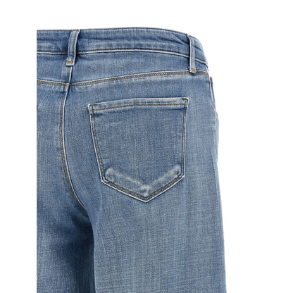 L'Agence Blue Cotton Straight-Leg Jeans