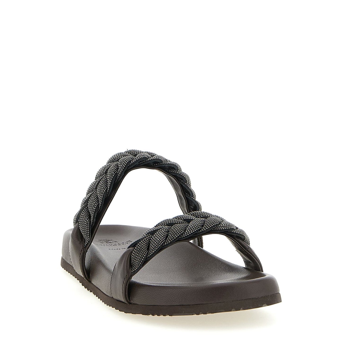 Brunello Cucinelli Brown Leather Slides