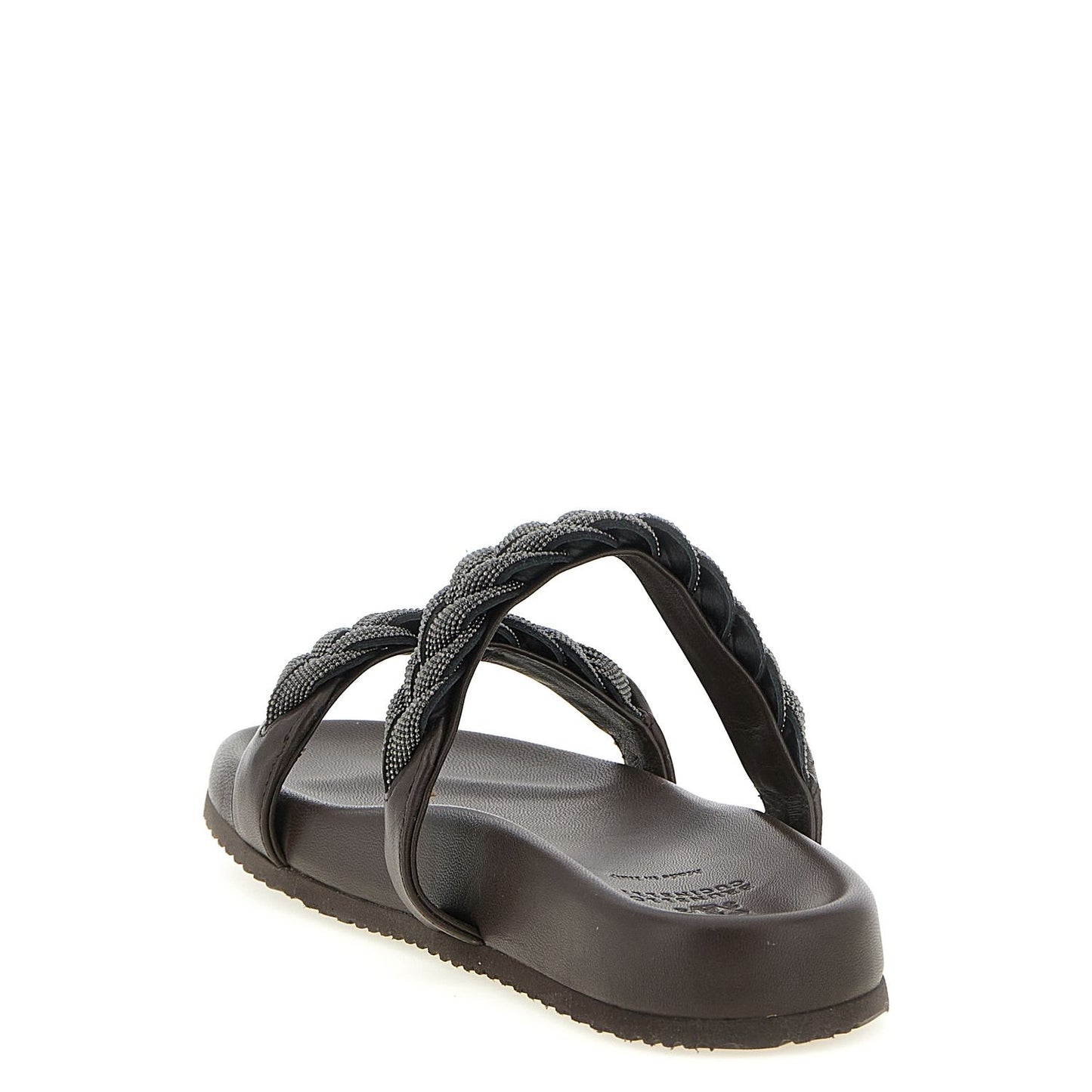 Brunello Cucinelli Brown Leather Slides