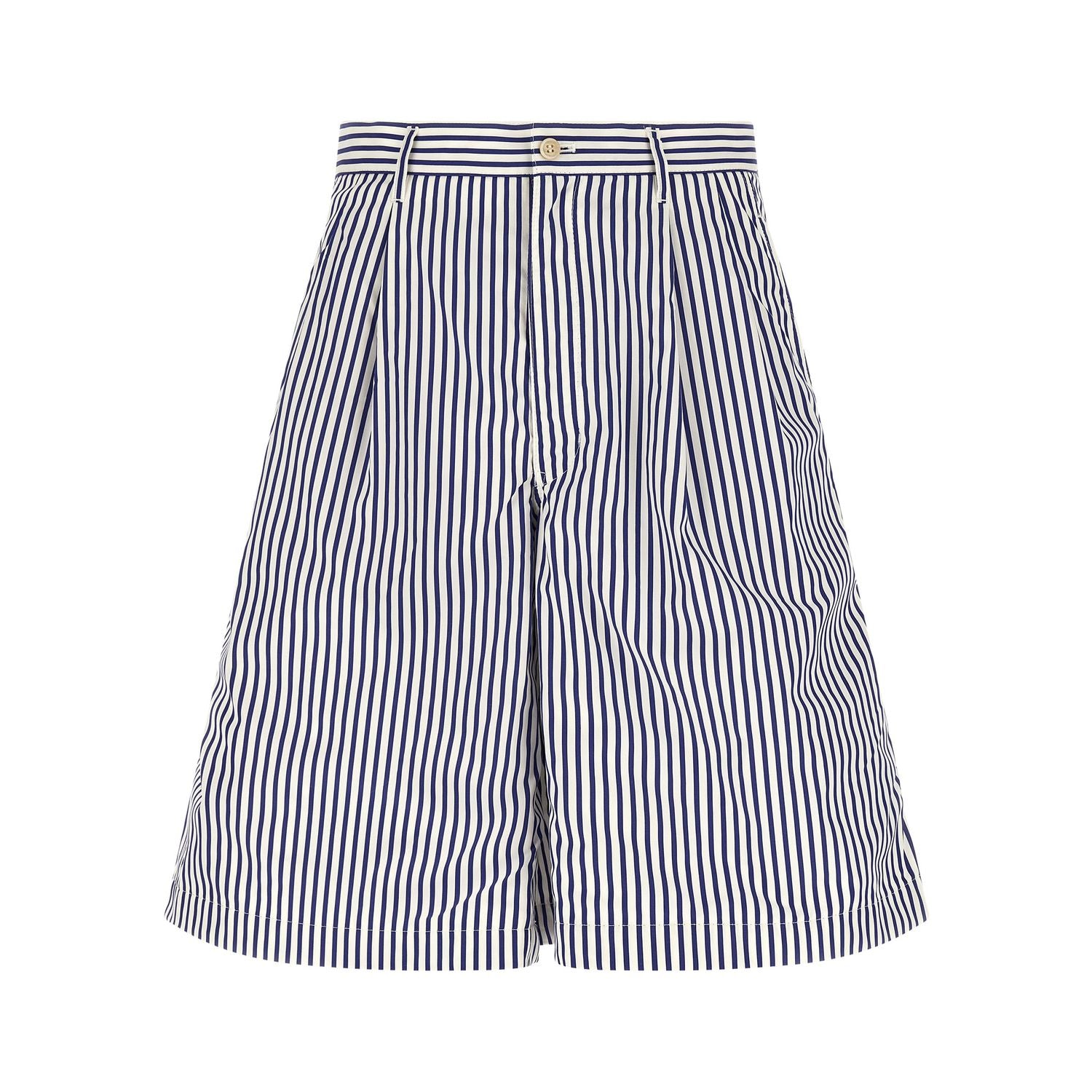 Comme Des Garçons Blue Cotton Bermuda Shorts