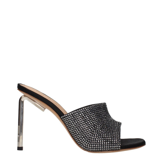 Off-White Black Satin Stiletto Heel Sandals