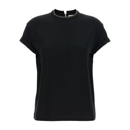 Brunello Cucinelli Black Cotton T-Shirt
