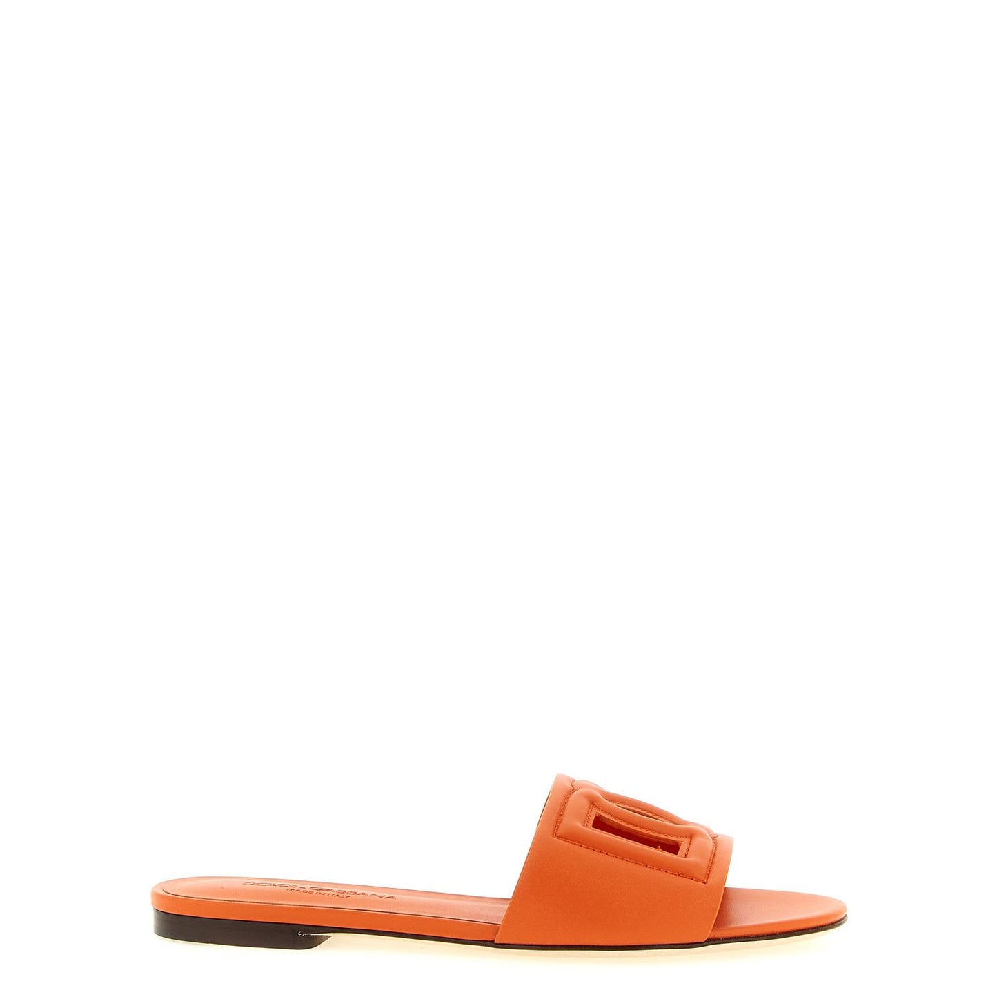 Dolce & Gabbana Orange Calfskin Slides