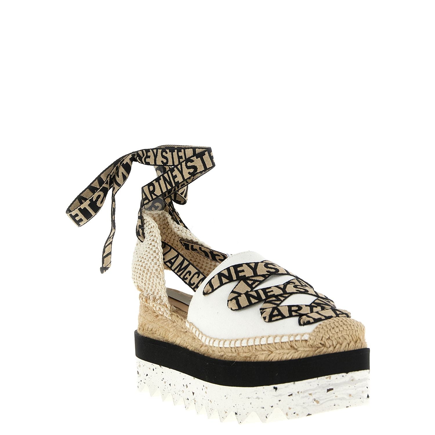Stella McCartney Beige Cotton Wedge Sandals