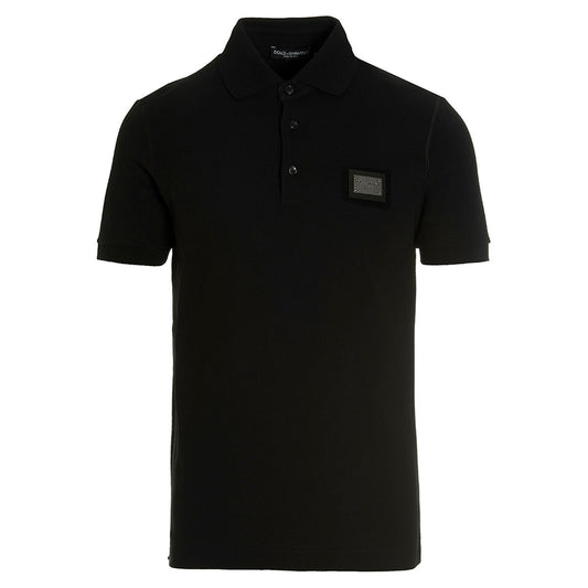 Dolce & Gabbana Black Cotton Polo Shirt