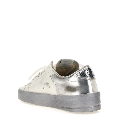 Golden Goose Silver Cowhide Athletic Sneakers