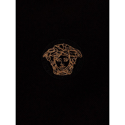 Versace Black Cotton Polo Shirt