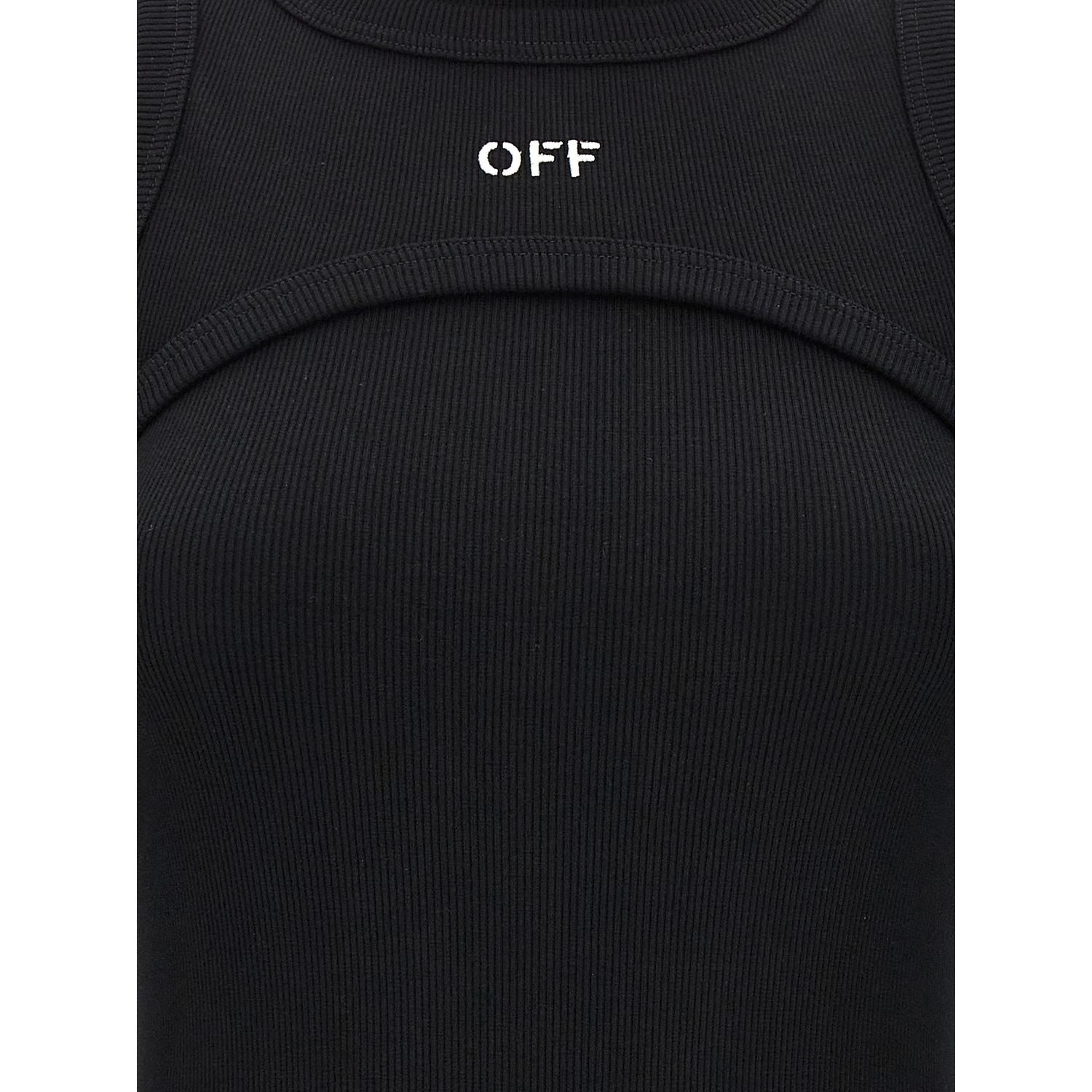Off-White Black Cotton Midi Dress
