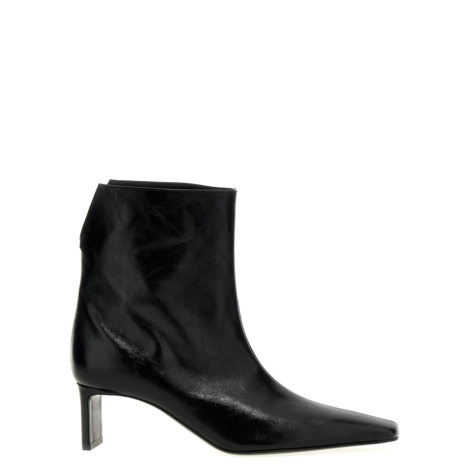 Khaite Black Calfskin Ankle Boots