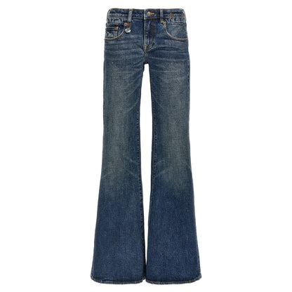 R13 Blue Cotton Flared Jeans