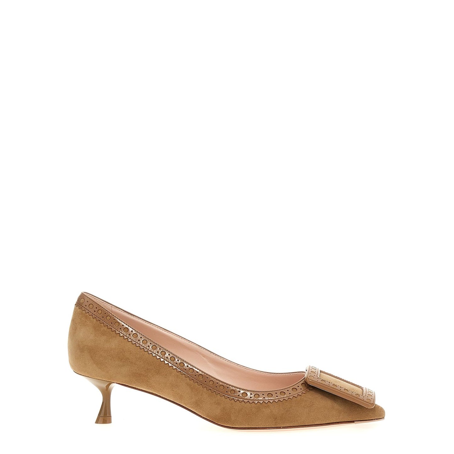 Roger Vivier Beige Goatskin Mid Heel Pumps