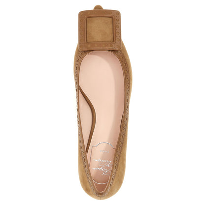 Roger Vivier Beige Goatskin Mid Heel Pumps