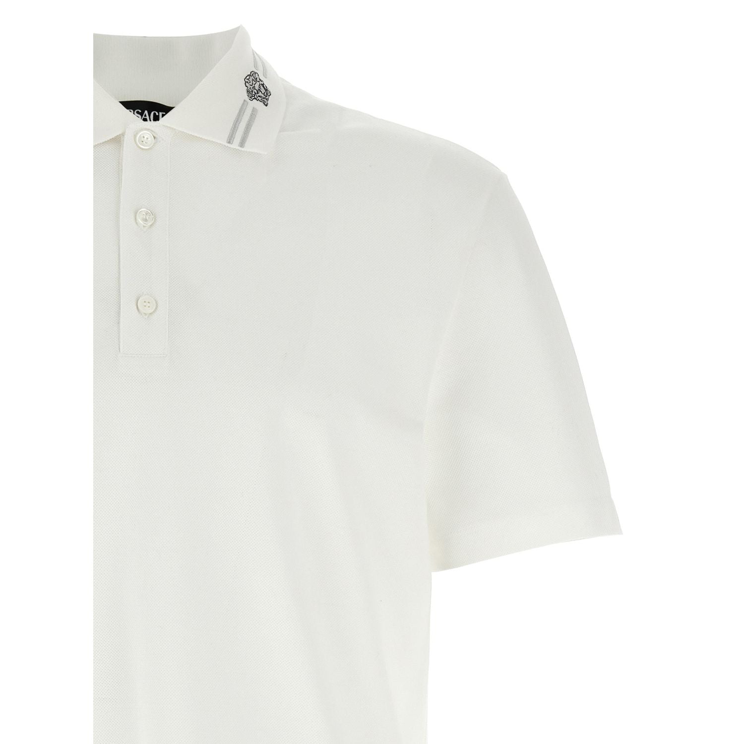 Versace White Cotton Polo Shirt