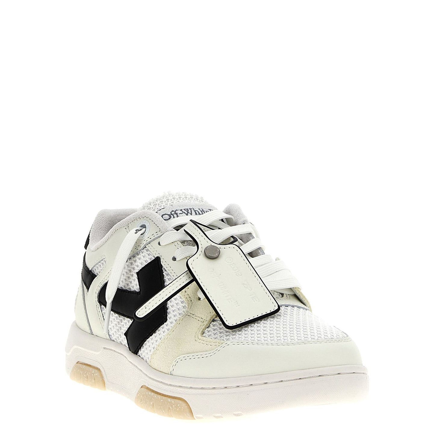 Off-White Bicolor Bovine Leather Athletic Sneakers